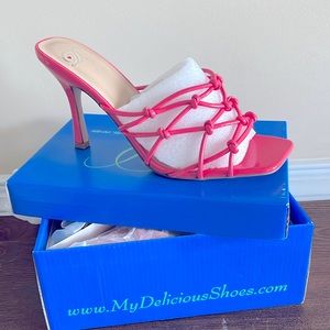 Beautiful Pink Patent Heeled Sandal